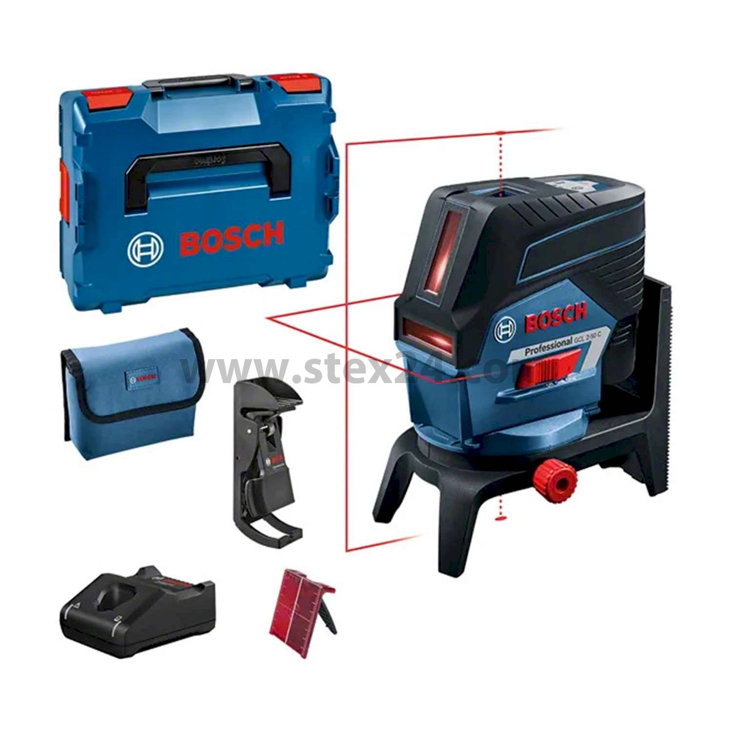 BOSCH Bosch Akku-Kreuzlinienlaser, Serie: GCL 2-50 C incl. Lithium-Ionen-Akku GBA Akku-Spannung 12V, 2,0 Ah Aufbewahrungsart Systemkoffer