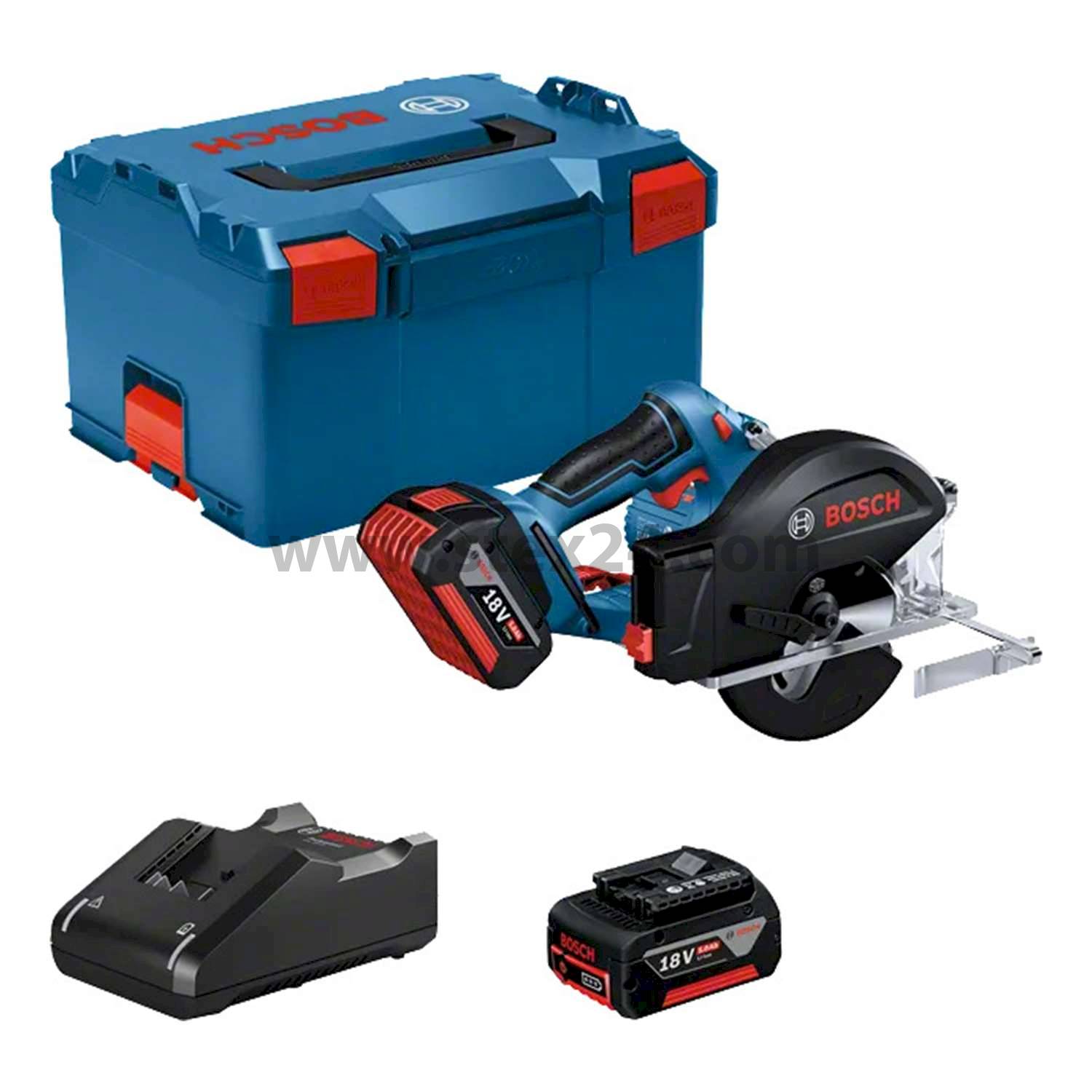BOSCH Bosch battery circular saw, GKM 18V-50 Saw blade diameter 136.0 mm incl. Lithium-ion battery GBA Battery voltage 18V, 5.0 Ah Battery charging voltage 14,4V to 18V, similar to 1620W, No-load speed 4250 rpm