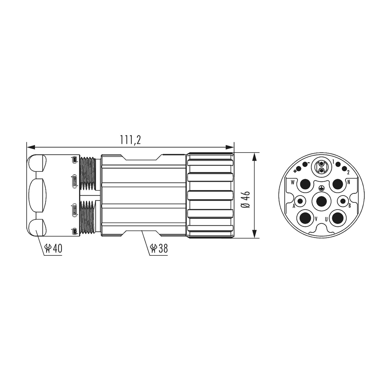 7710762000 Hummel M40 Hybrid Cable connector straight Socket Crimp connection, Number of poles 4+6+PE Cable outlet straight, Clamping range 17.0 mm - 24.0 mm