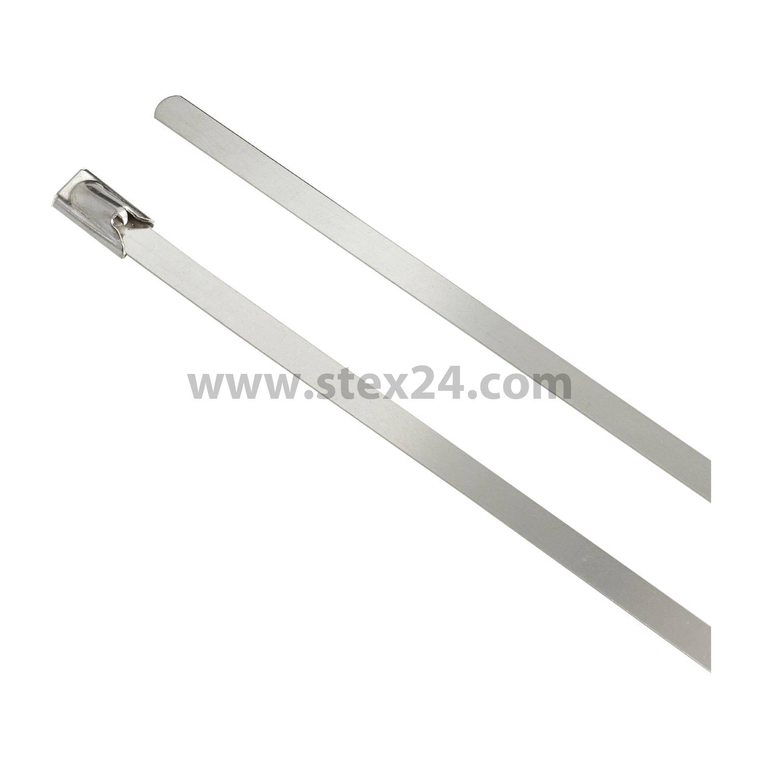 Kabelbinder aus Edelstahl mit Edelstahlzunge VPE 1 Stück Maße L/B/H 150,0mm x 4,6mm, Farbe silber