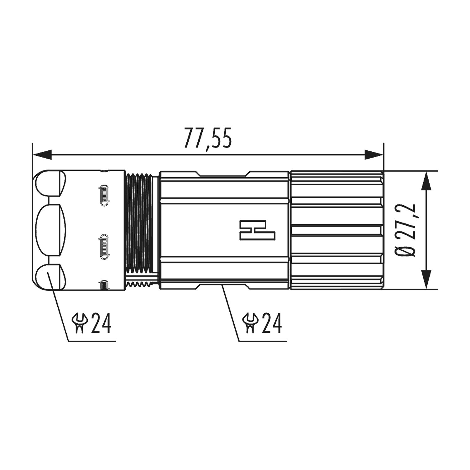 7550500000 Hummel M23 Power Cable connector straight Clamping range 7.0 mm - 12.0 mm Colour silver