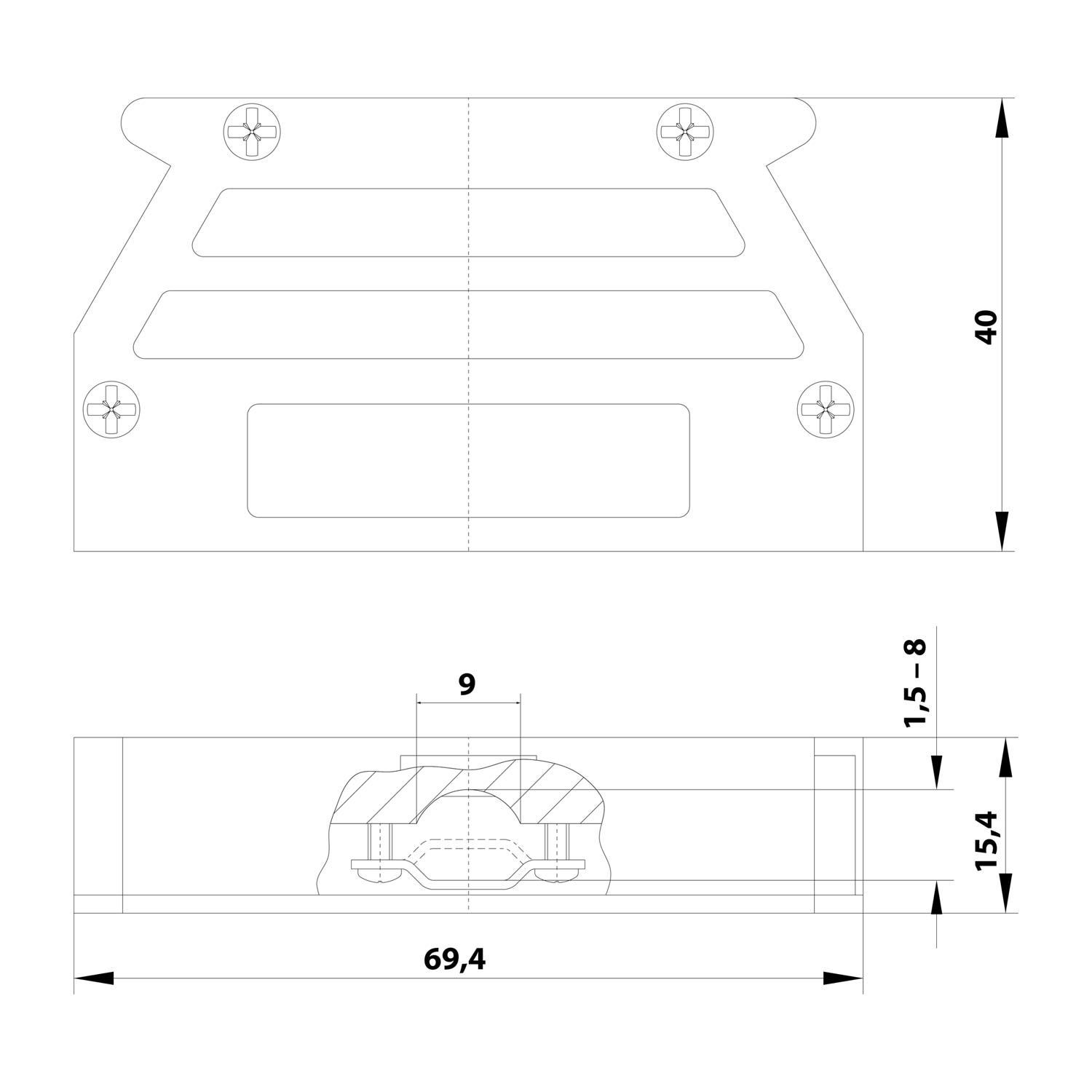 09670370453 Harting D-Sub Metallised plastic housing suitable for D-Sub insert 37-pin straight and lateral, Clamping range 1.5 mm - 8.0 mm
