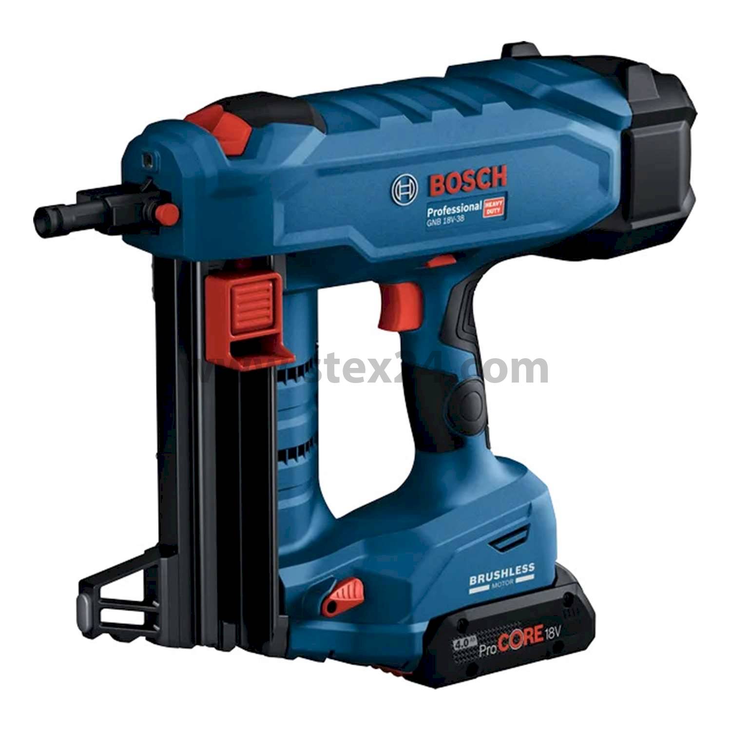 BOSCH Bosch battery-powered electric nail gun, GNB 18V-38 incl. ProCORE lithium-ion battery Battery voltage 18V, 4.0 Ah Battery charging voltage 14,4V to 18V