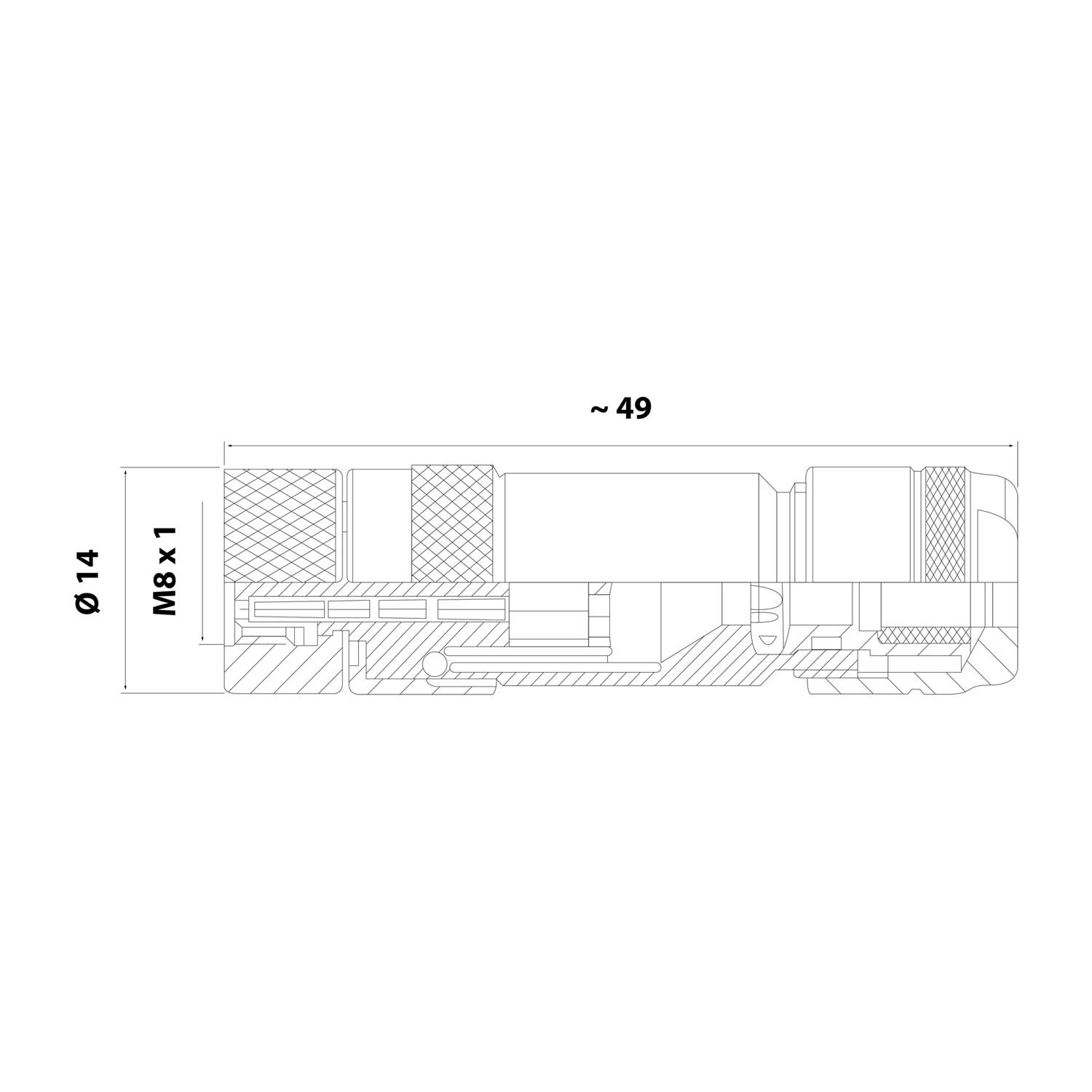 M8 Sensor connector straight Socket Screw connection, Number of poles 3-pole Cable outlet straight, Clamping range 3.5 mm - 5.5 mm