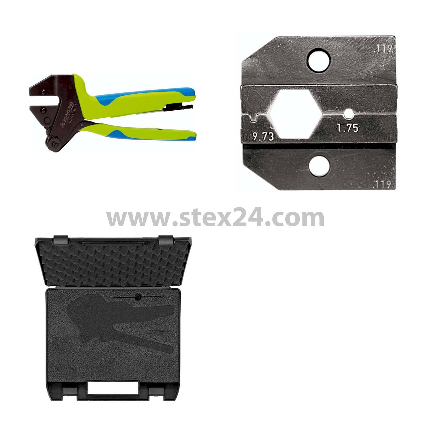 Rennsteig Werkzeuge GmbH Crimping pliers PEW12 in plastic case for Koax cables RG 213, RG 11 incl. crimp inserts