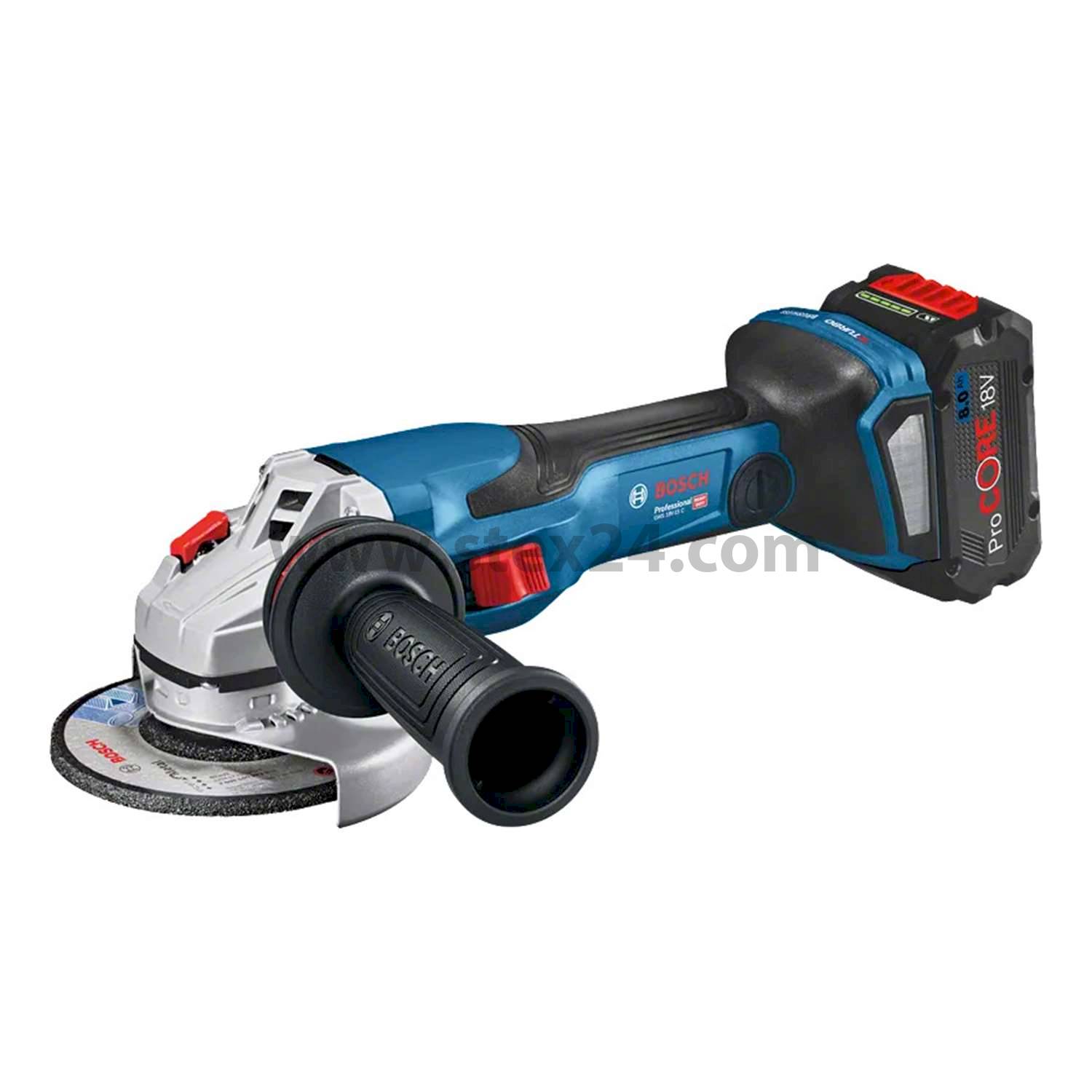 BOSCH Bosch battery angle grinder, GWS 18V-15 C 125.0 mm x 22.23 mm incl. without battery Battery voltage 18V similar to 1500W, No-load speed 9800 rpm