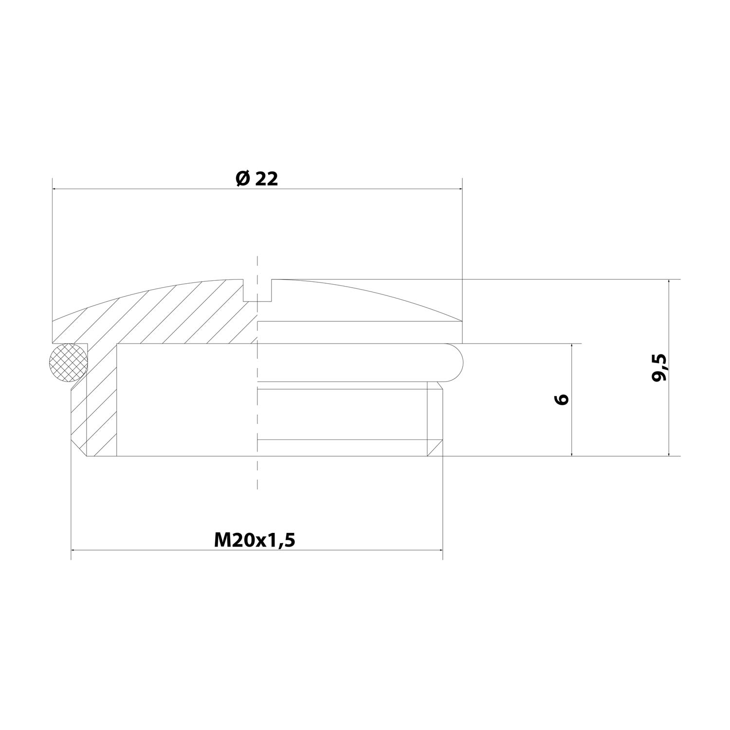 10065082 WISKA Obturateurs M20x1.5 MBR-M20 rond avec fente et joint torique laiton (CuZn) nickelé Longueur de filetage 6,0 mm