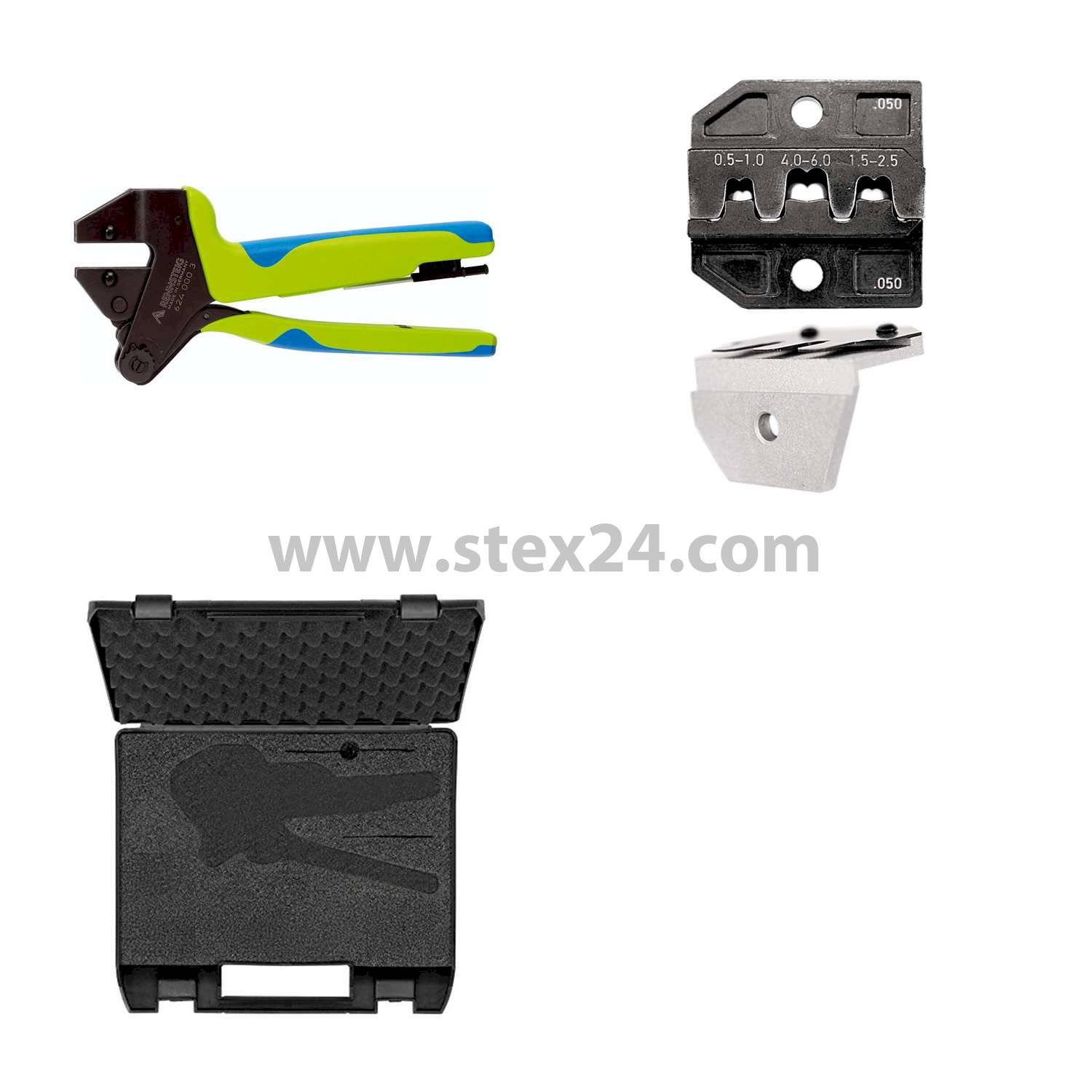 Rennsteig Werkzeuge GmbH Crimping pliers PEW12 in plastic case for Spade terminals straight connector width 2.8 / 4.8mm Cross-section 0.5 mm² - 6 mm²
