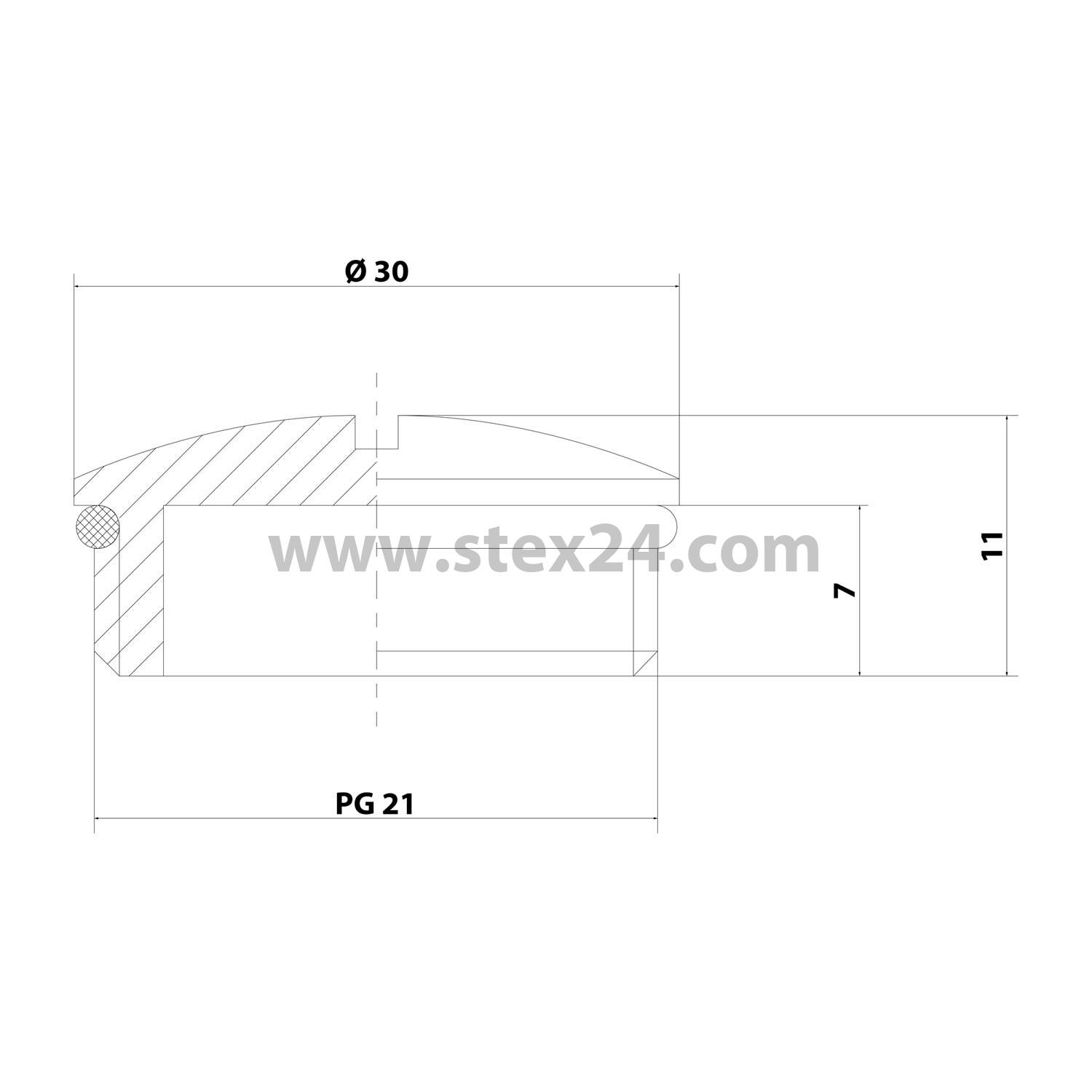 10062380 WISKA Blindstopfen PG21x1,588 rund mit Schlitz inkl. O-Ring Messing (CuZn) vernickelt Gewindelänge 7,0mm
