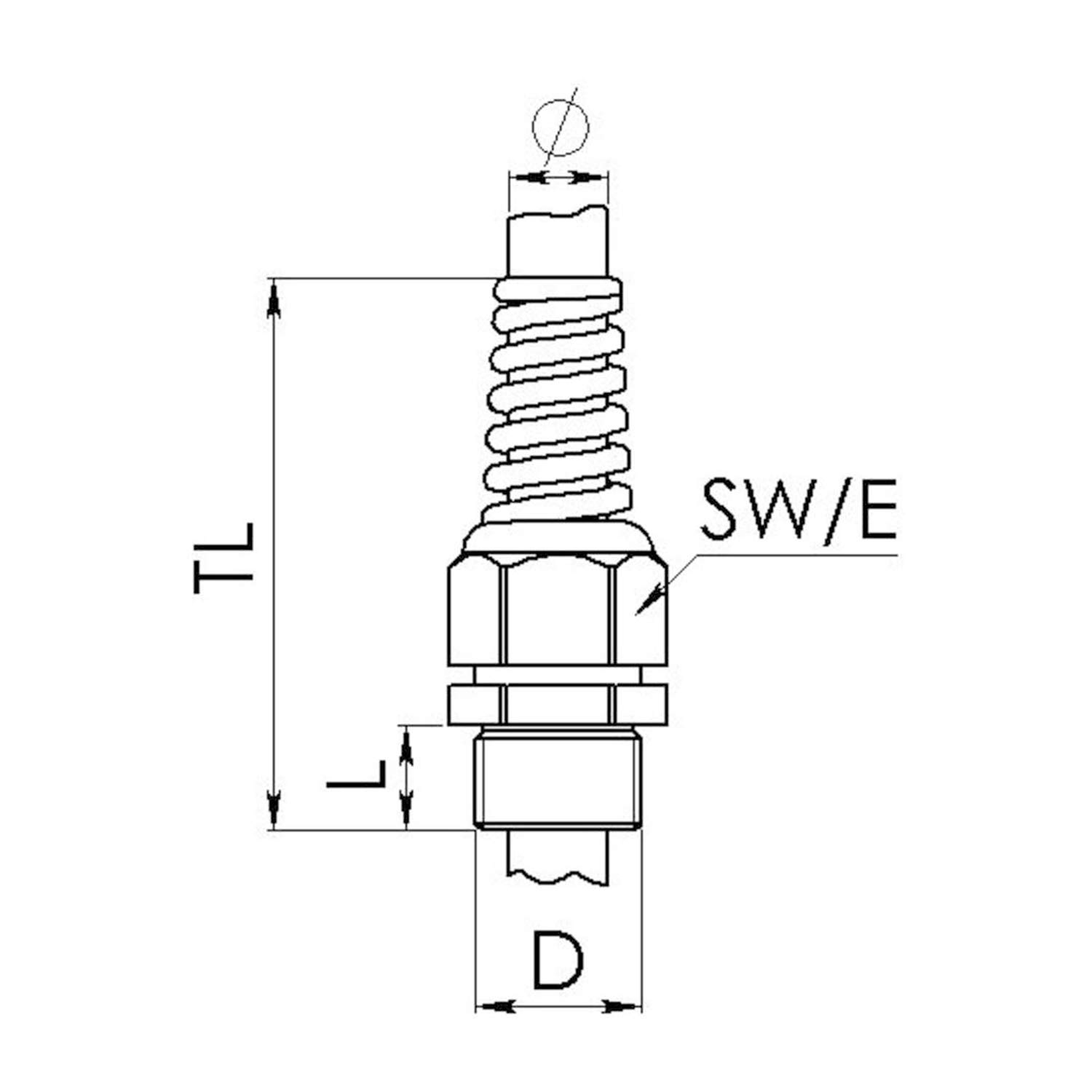 59912060K WISKA Screw connection with bending protection and locknut PG7x1.27 with strain relief Polyamide (PA) Thread length 8.0 mm