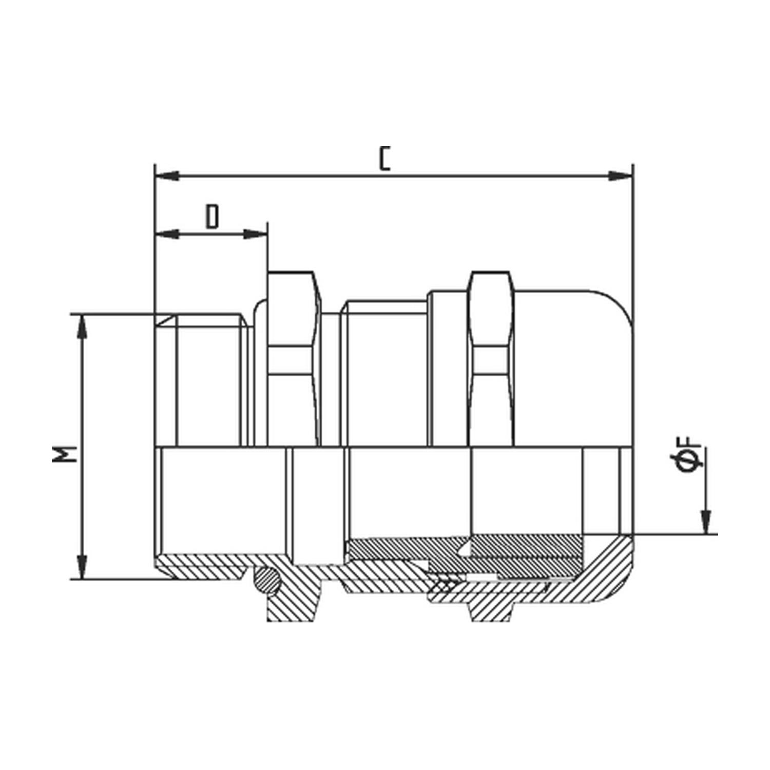 53112572 LAPP-SKINTOP Screw connection halogen-free M20x1.5 Brass (CuZn) nickel-plated Thread length 8.0 mm