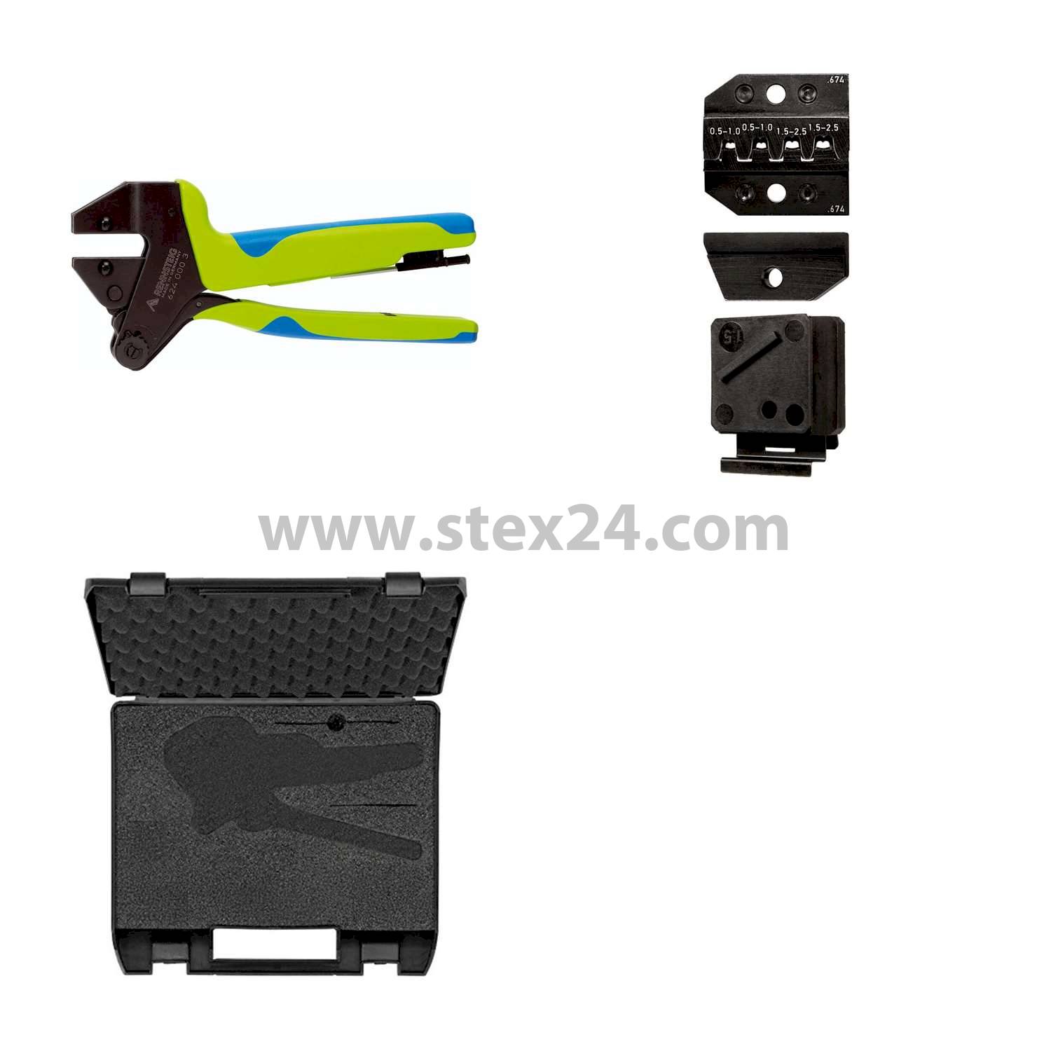 Rennsteig Werkzeuge GmbH Crimpzange PEW12 im Kunststoffkoffer für Junior P. Timer- Verbinder gestanzte-Kontakt Querschnitt 0,5mm² - 2,5mm²