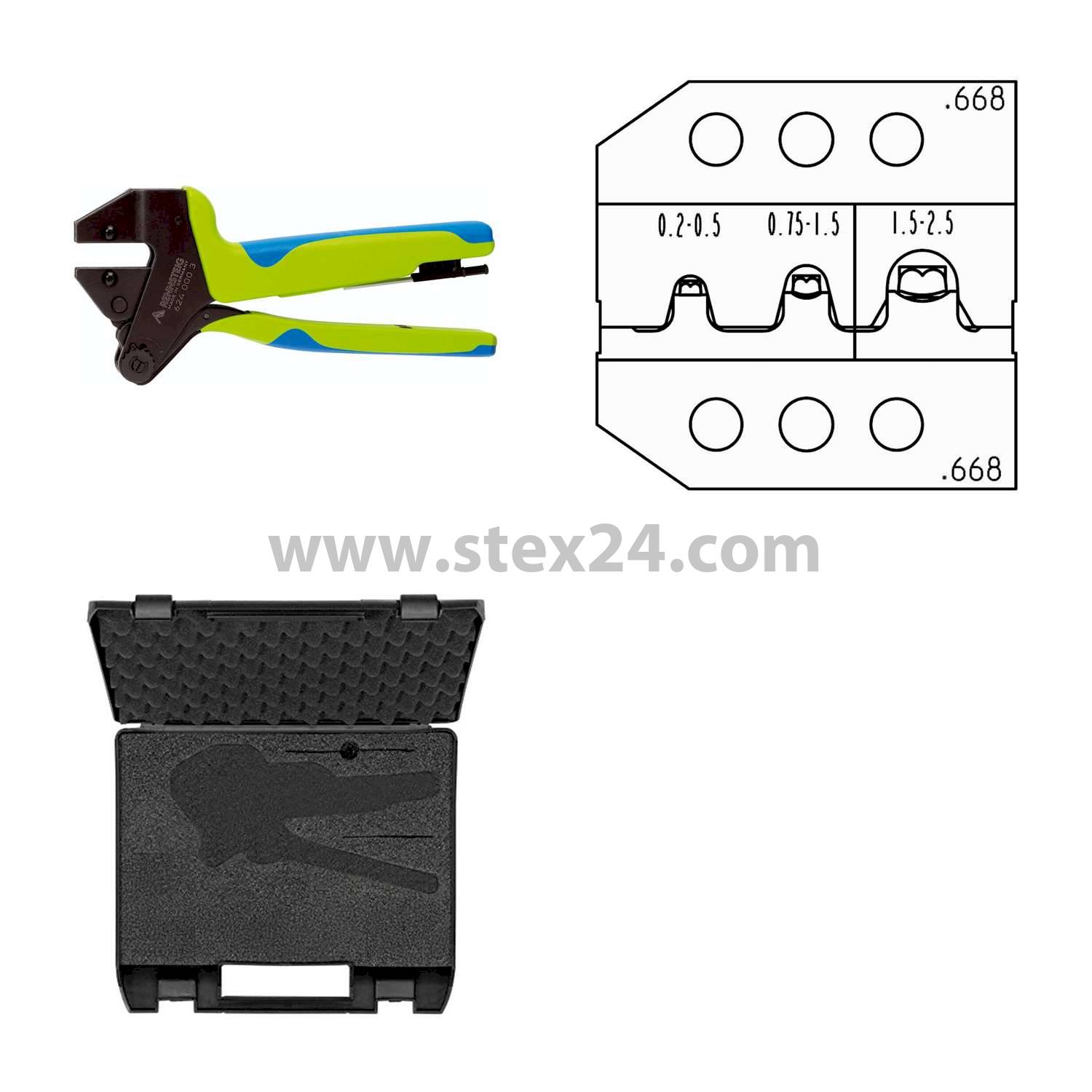 Rennsteig Werkzeuge GmbH Crimpzange PEW12 im Kunststoffkoffer für Tyco Electronics + Multimate type III Querschnitt 0,2mm² - 2,5mm²