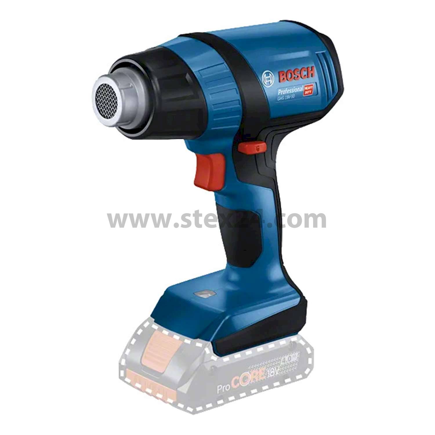 BOSCH Bosch battery hot air blower, GHG 18V-50, Temperature range 300°C to 500°C Airflow 175 l/min incl. without battery Battery voltage 18V Storage method System case