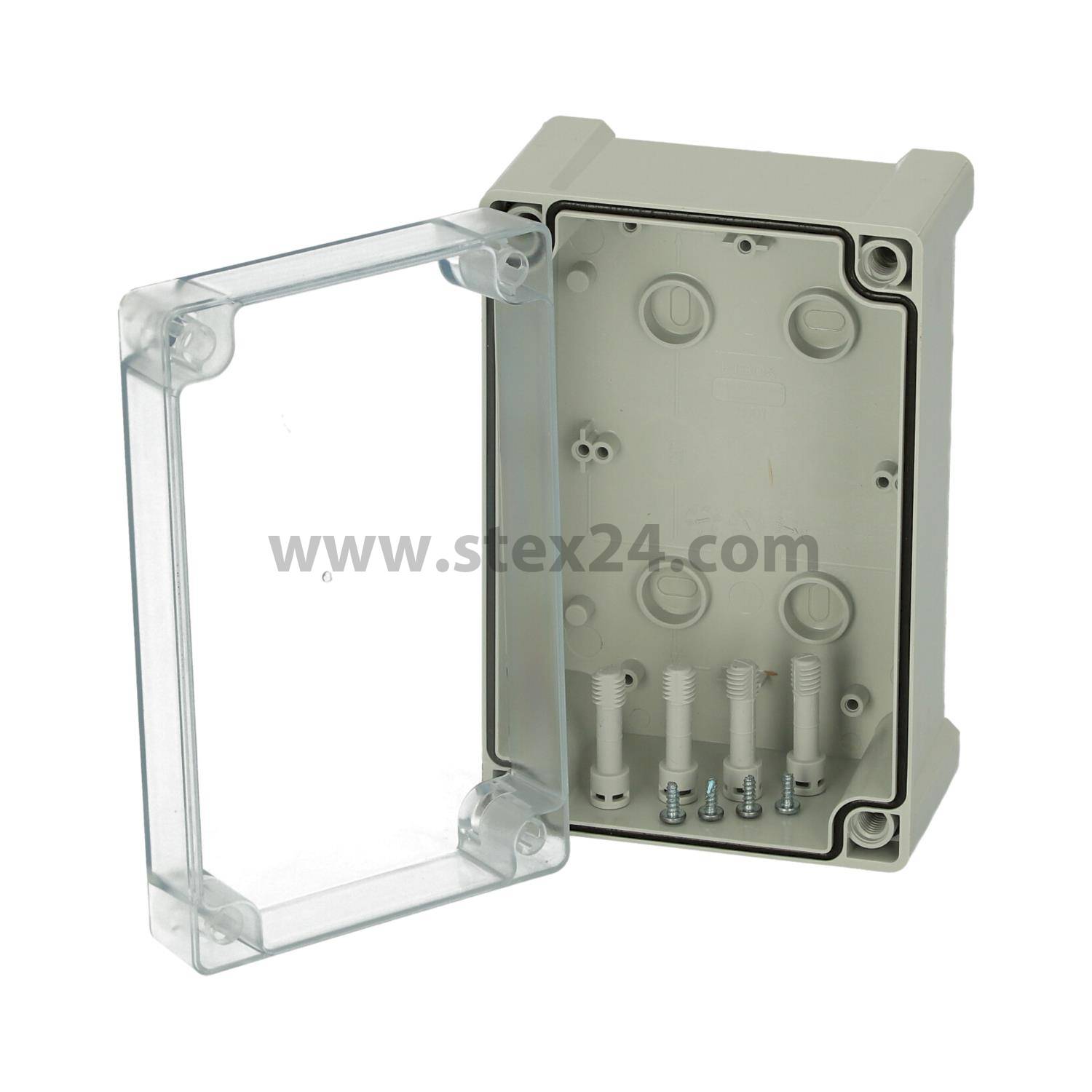 FIBOX Gehäuse mit Dichtung und Deckel, Serie: TEMPO ohne metrischen Vorprägungen, Werkstoff Gehäuse Polycarbonat (PC) Maße L/B/H 187,0mmx122,0mmx90,0mm