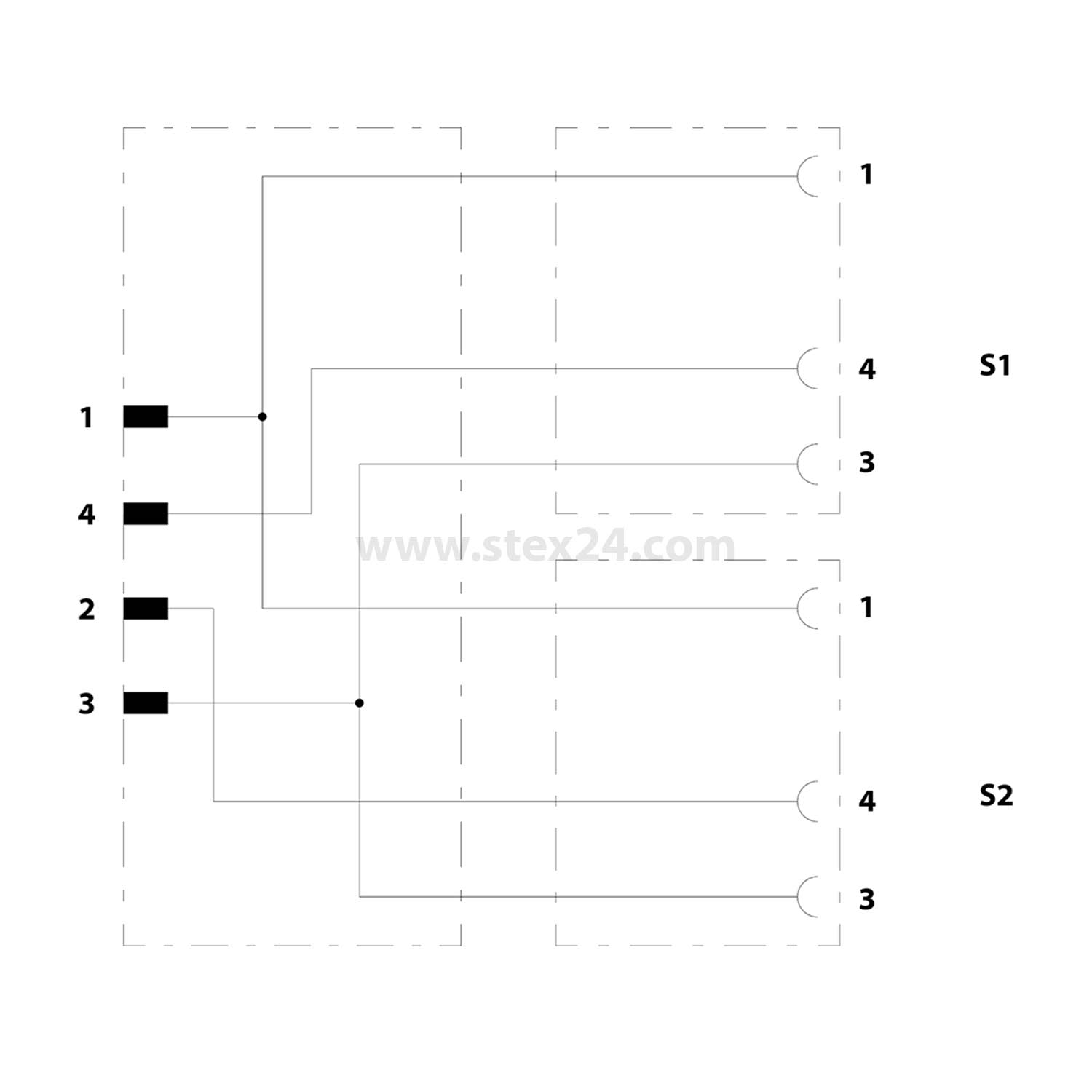 1458664 PHOENIX CONTACT M8/M8/M8 Câble de distribution 1xmâle/2xfemelle droit 3/3-pôles A-Codage, 48 V, 4A, Nombre de fils 3, Longueur 0,3 mètres Forme de construction Page 1 1xM8 droit Mâle