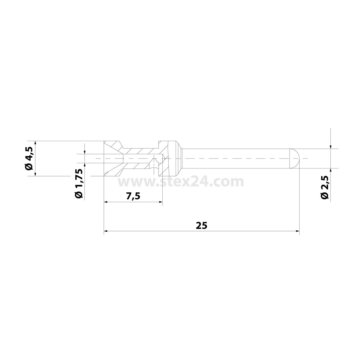 09338006104 Harting E-High Temp Crimp Contact Contact pin (M) 1.5 mm² AWG16 silver, 1 unit Material Copper alloy